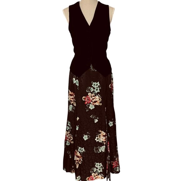 Jones New York Black Silk Floral Maxi Skirt Size 10 - Picture 1 of 12